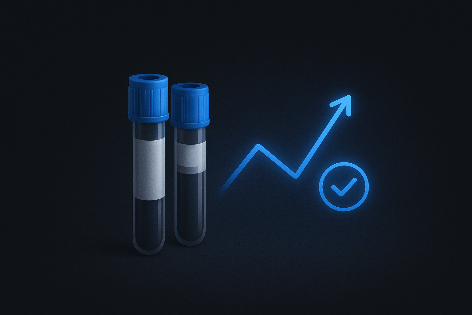 Blood tubes with an upward trend line — the Primal Zone 3 or 6 month Check-in Panel