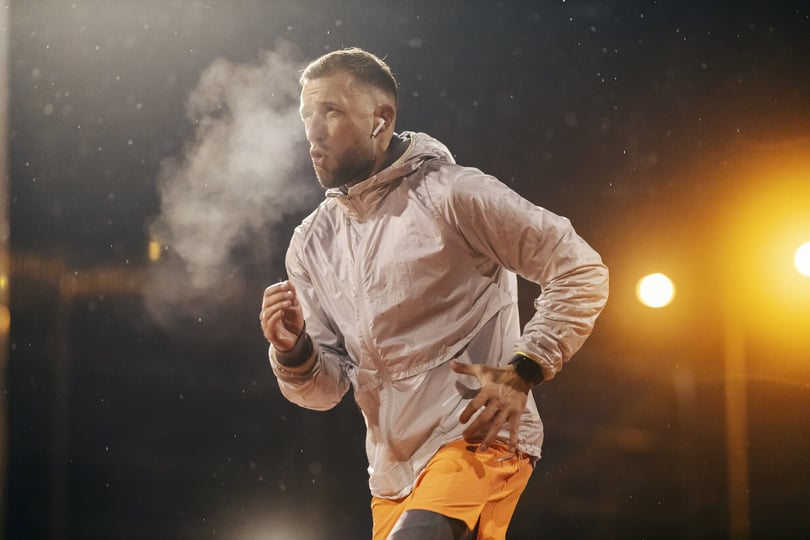 Man training outdoors