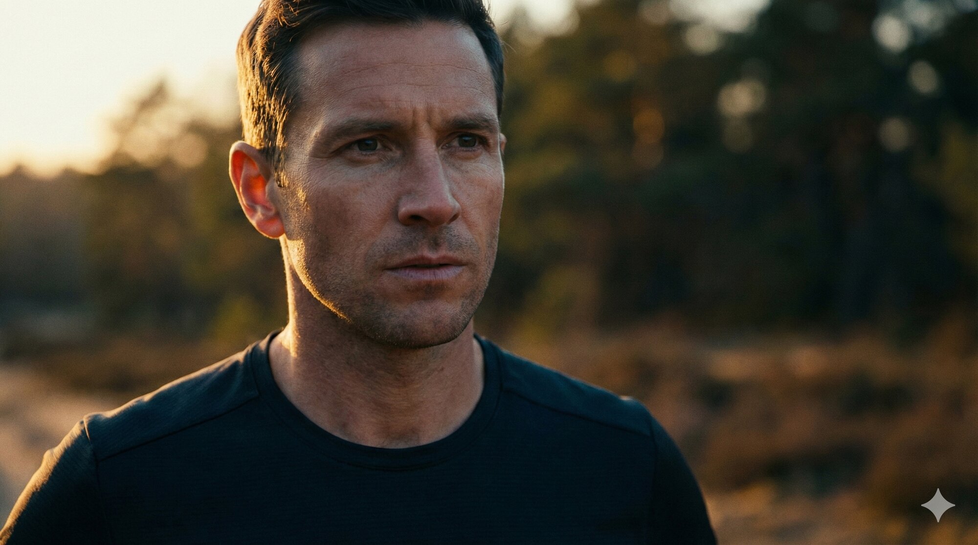 Man outdoors at sunset