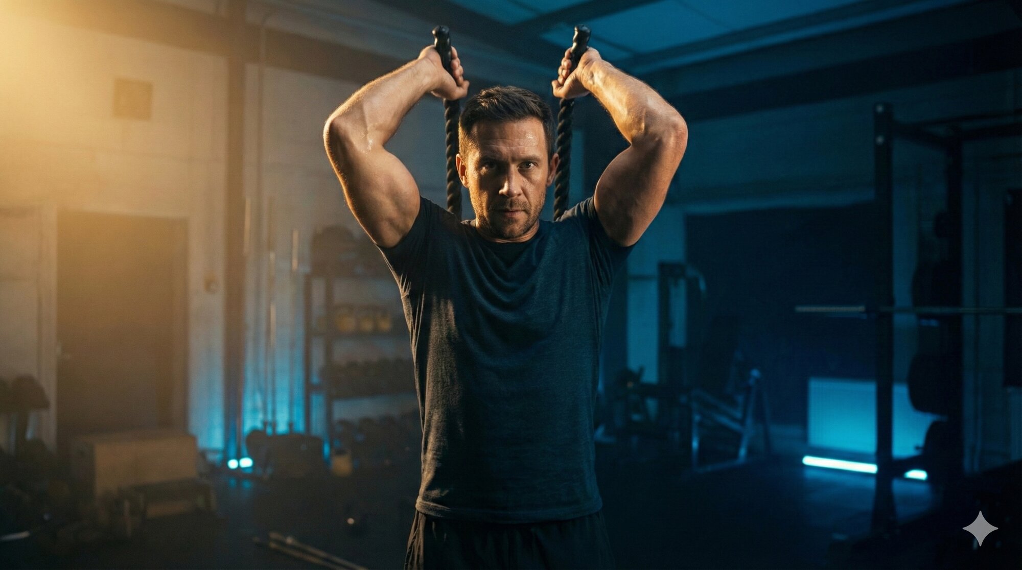 Man stretching in gym