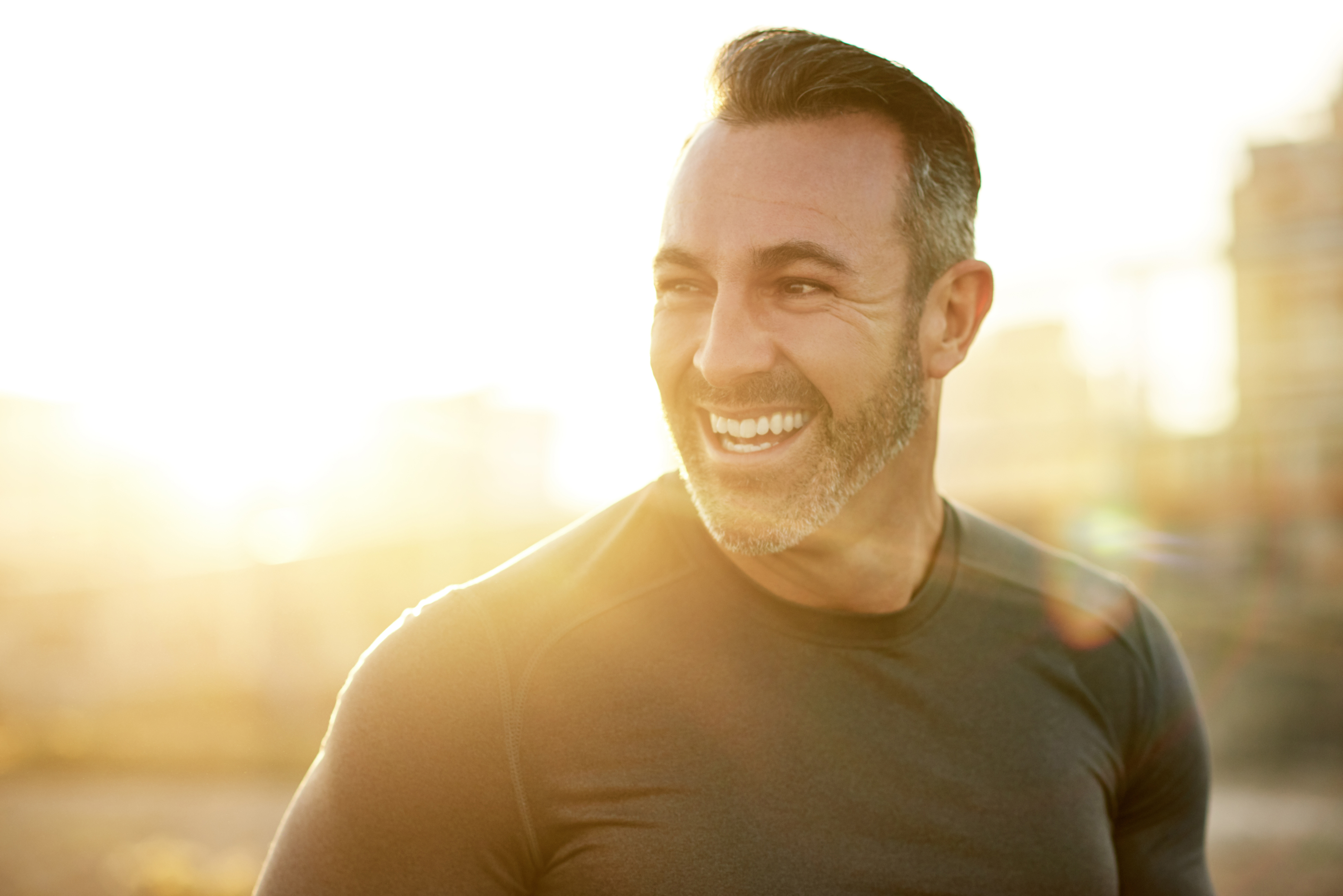 Happy confident man enjoying improved health
